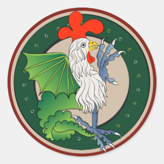 Medeltida Cockatrice - Simdragon Art-logotyp Runt Klistermärke