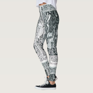 Medeltida dam och riddare ridande svart vitt leggings