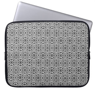 Medeltida Damask-diamanter, svart och vit Laptop Fodral