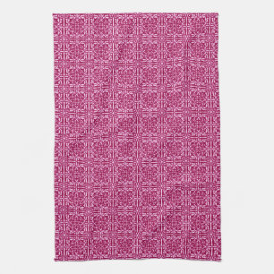 Medeltida Damask Fleur-de-lis, burgundervin Kökshandduk