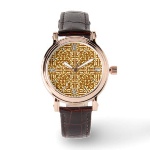 Medeltida damast Fleur-de-lis, förkopprar och Armbandsur
