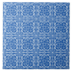 Medeltida damast Fleur-de-lis, koboltblått Kakelplatta