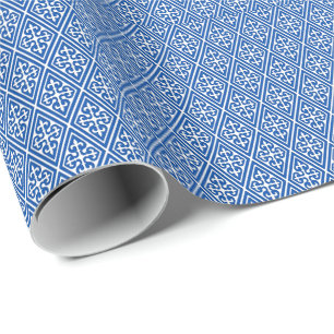 Medeltida damastast diamanter, koboltblått presentpapper