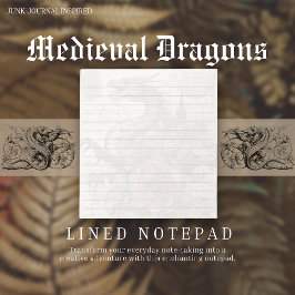 Medeltida Drak-Junk-Journal Inspirerad Linjerad Anteckningsblock