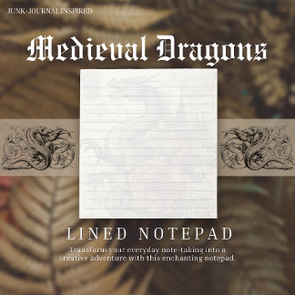 Medeltida Drak-Junk-Journal Inspirerad Linjerad Anteckningsblock