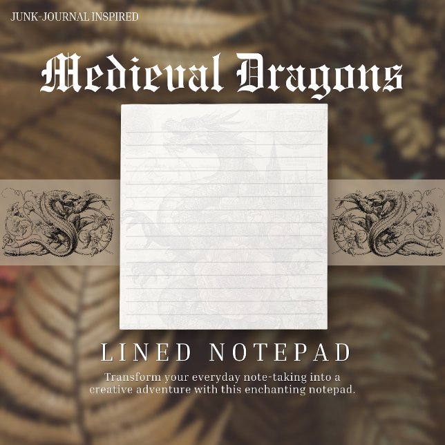 Medeltida Drak-Junk-Journal Inspirerad Linjerad Anteckningsblock (Skapare uppladdad)