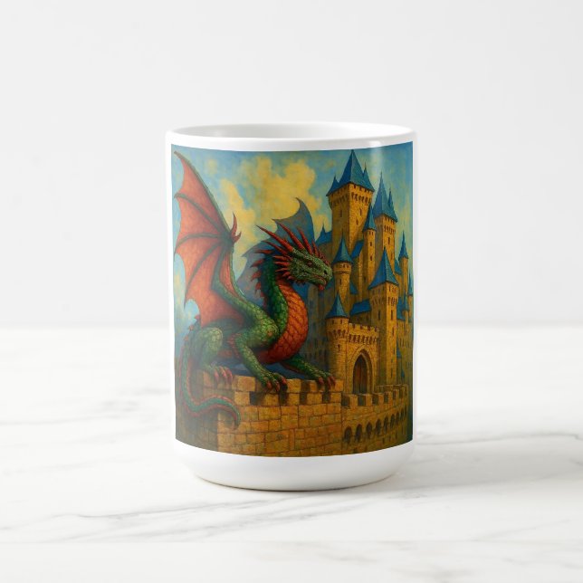 Medeltida Drak Slott Beskyddare Kaffemugg (Center)