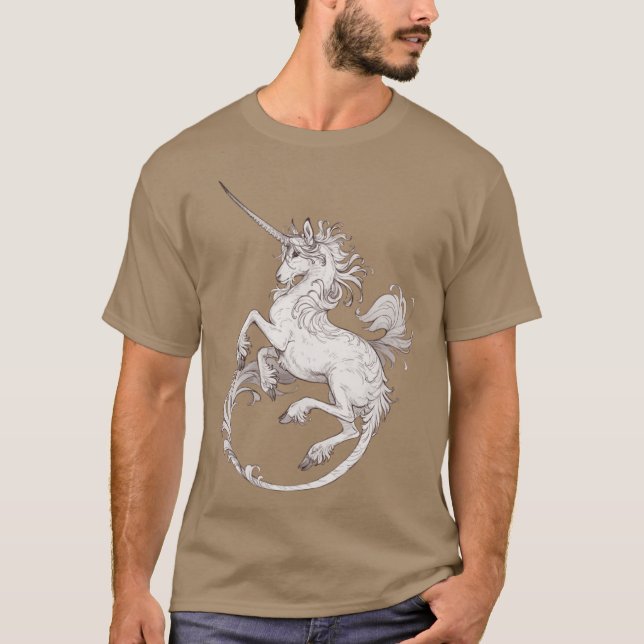 Medeltida enhörningsfamilj t shirt (Framsida)