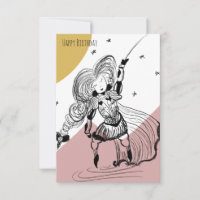 Medeltida Fäktande Flickillustration För Födelseda