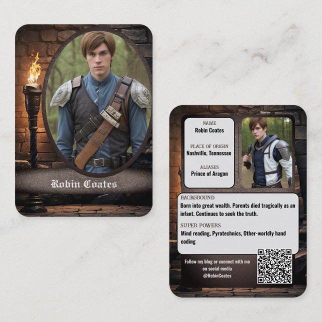 Medeltida Fantasy Cosplay Coscards | QR-kod Visitkort (Fram/baksida)