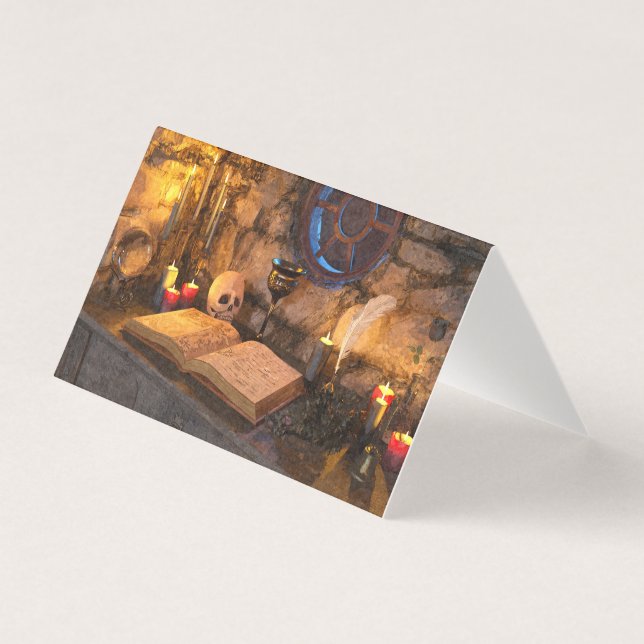 Medeltida Fantasylärd Magikers Studie Kort (Framsida)