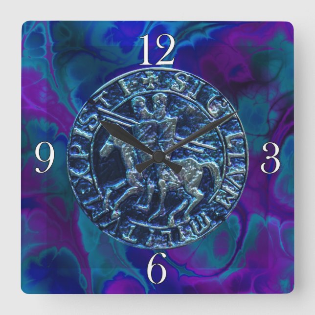 Medeltida försegla av riddarna Templar Fyrkantig Klocka (Framsida)