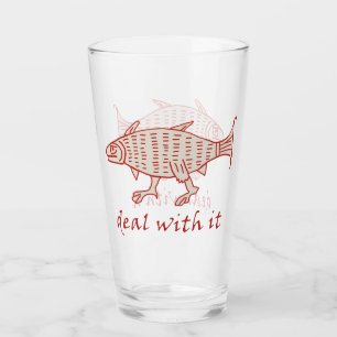 Medeltida Glas Tumbler för Gående Fisk