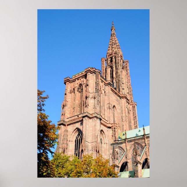 Medeltida gotisk katedral i Strasbourg, Frankrike Poster (Framsidan)