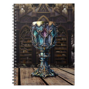 medeltida gotisk Lila Blue Goblet Castle Bibliotek Anteckningsbok