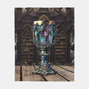 medeltida gotisk Lila Blue Goblet Castle Bibliotek Fleecefilt