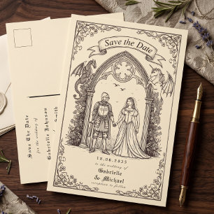 Medeltida gotisk sepia gammal papper spara datum vykort