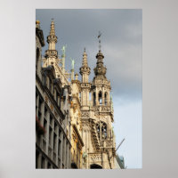 Medeltida gotiska fasader på Grand Place, Bryssel