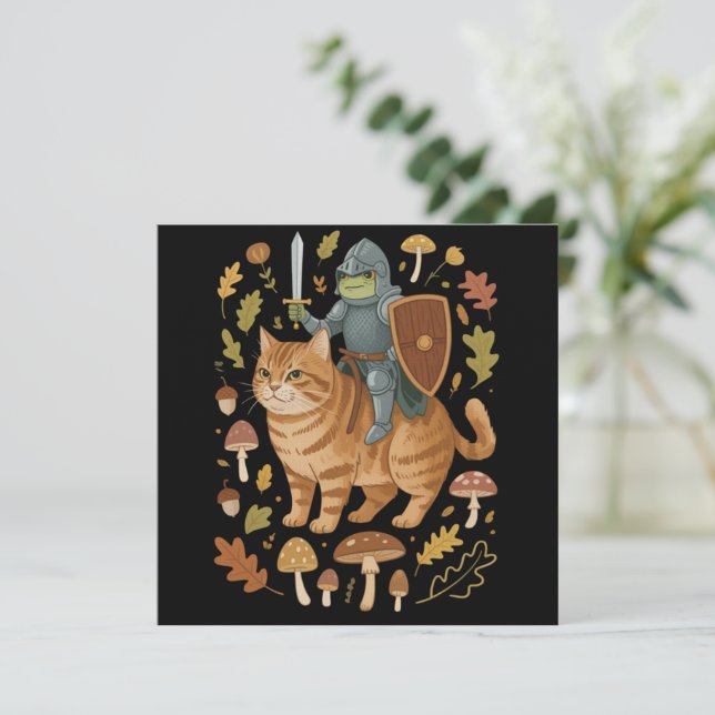 Medeltida groda på orange katt Goblincore konstig  Inbjudningar (Stående Fram)