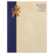 Medeltida guld- lejona blått Fleur de Lis