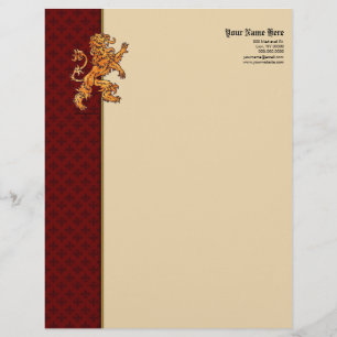 Medeltida guld- lejona Röd Fleur de Lis Brevhuvud