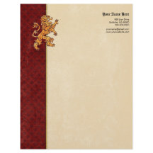 Medeltida guld- lejona Röd Fleur de Lis