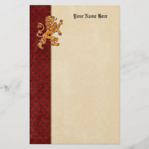 Medeltida guld- lejona Röd Fleur de Lis Brevpapper