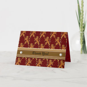 Medeltida guld- lejona Röd Fleur de Lis Tack Kort