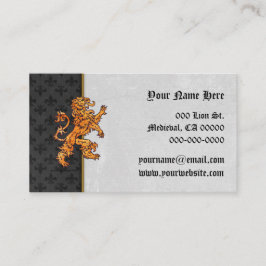 Medeltida guld- lejona svart Fleurs Visitkort