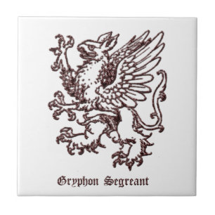 Medeltida heraldik segreant Gryphon Kakelplatta
