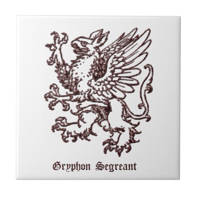 Medeltida heraldik segreant Gryphon Kakelplatta (Framsidan)