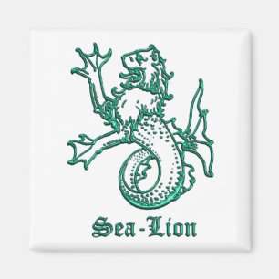 Medeltida heraldiksjölejon magnet