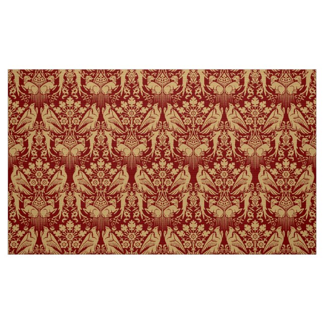 Medeltida hök- och hundtryckmönster tyg (Fat Quarter)