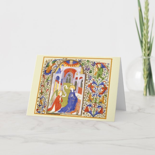 medeltida illumination av Bebådelsen Anteckningskort (Framsida)