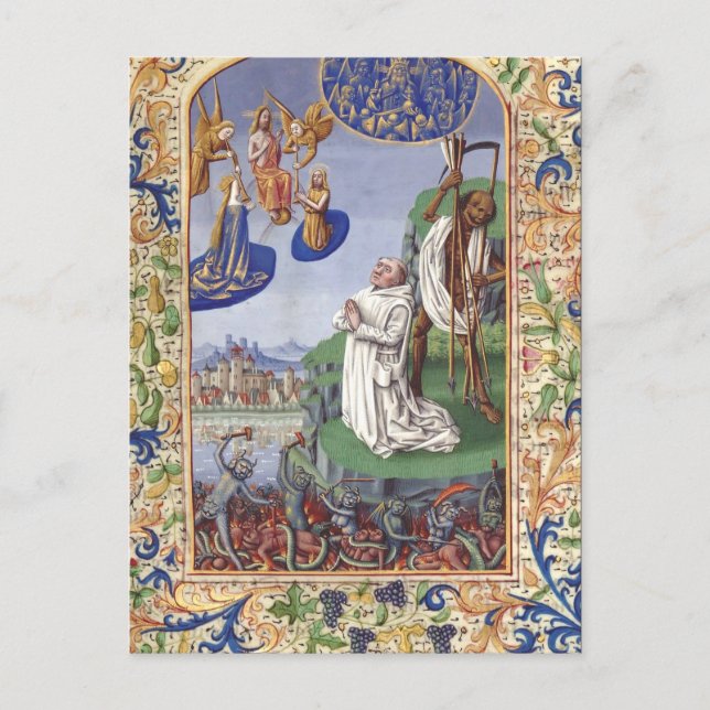 Medeltida illustration av Sankt Bernhard av Clairv Vykort (Framsida)