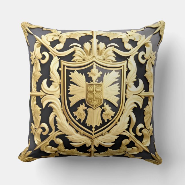 Medeltida Inspirerad Guld Kamratsköld Ornamental S Kudde (Framsida)