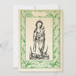 Medeltida julscen Maria och Jesus Helig gräns Högt Julkort