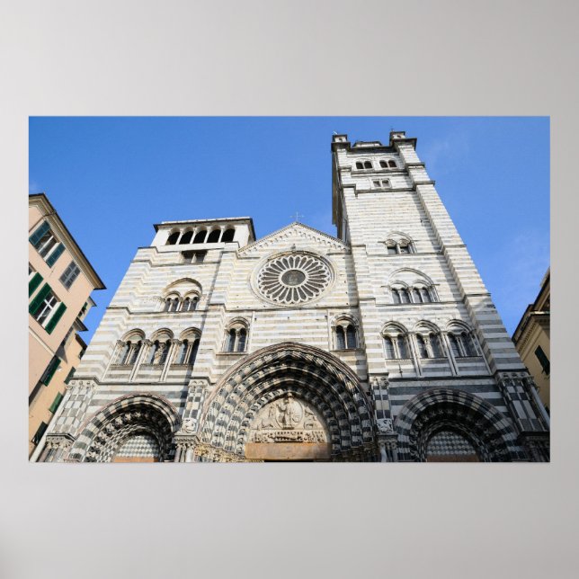Medeltida katedralen i Genova, Italien Poster (Framsidan)