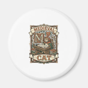 Medeltida Katt Katt Medeltida Manuskript Vintage Magnet