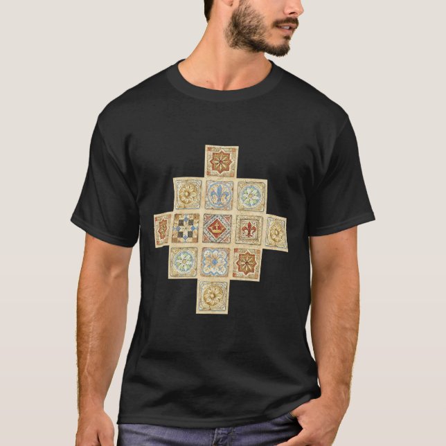 Medeltida keramiska plattor kronor Fleur De Lis T Shirt (Framsida)