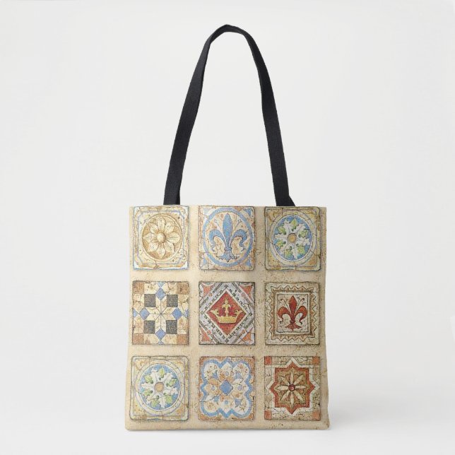 Medeltida keramiska plattor Kronor Fleur De Lis Tygkasse (Framsida)