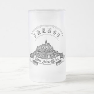 Medeltida klostermont Saint Michel. Frankrike. Frostat Ölglas