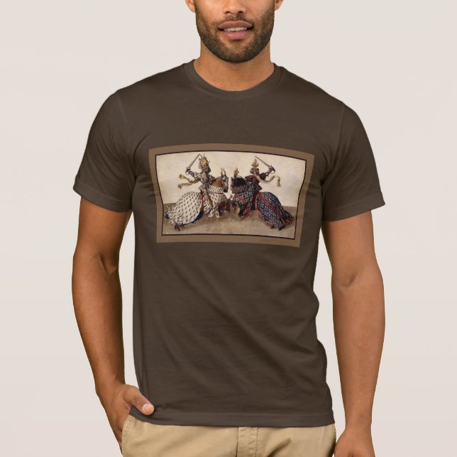 medeltida knivar på horseback-jousting t shirt (Framsida)