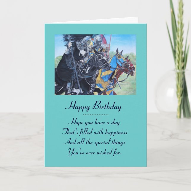 medeltida knivar som hoppar på hästarkonst kort (Framsida)