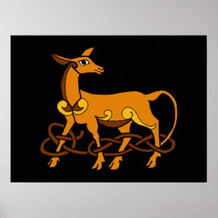 Medeltida konst Celtic Knot Brown-Hjort Poster