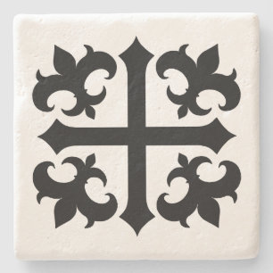 Medeltida kor och fleur de lis symboler underlägg sten