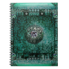 Medeltida magisk bok för nätt lunta för turkos anteckningsbok med spiral