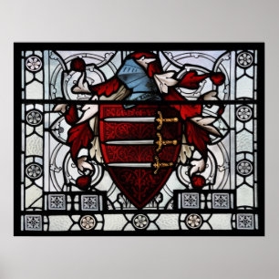 Medeltida målat glasspanel poster