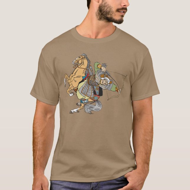 medeltida mongol krigare t shirt (Framsida)