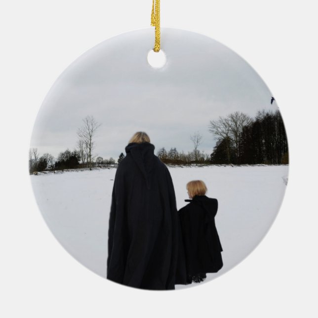 Medeltida mor och dotter julgransprydnad keramik (Baksidan)